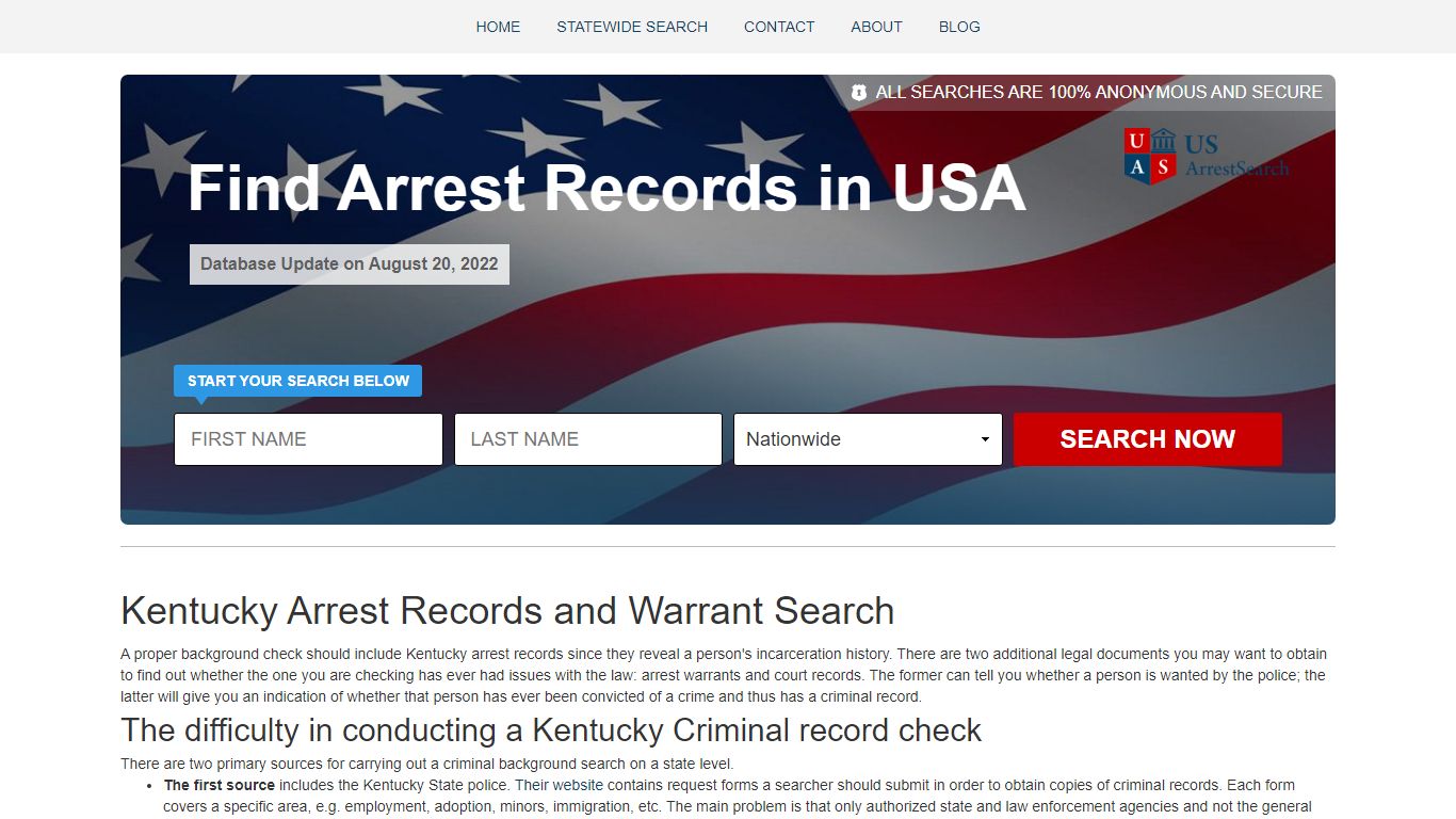 Kentucky Arrest Records and Warrant Search